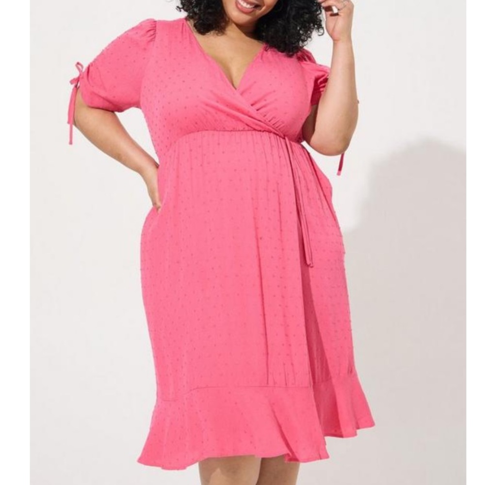 NWT Torrid Midi Swiss Linen Surplice Dress